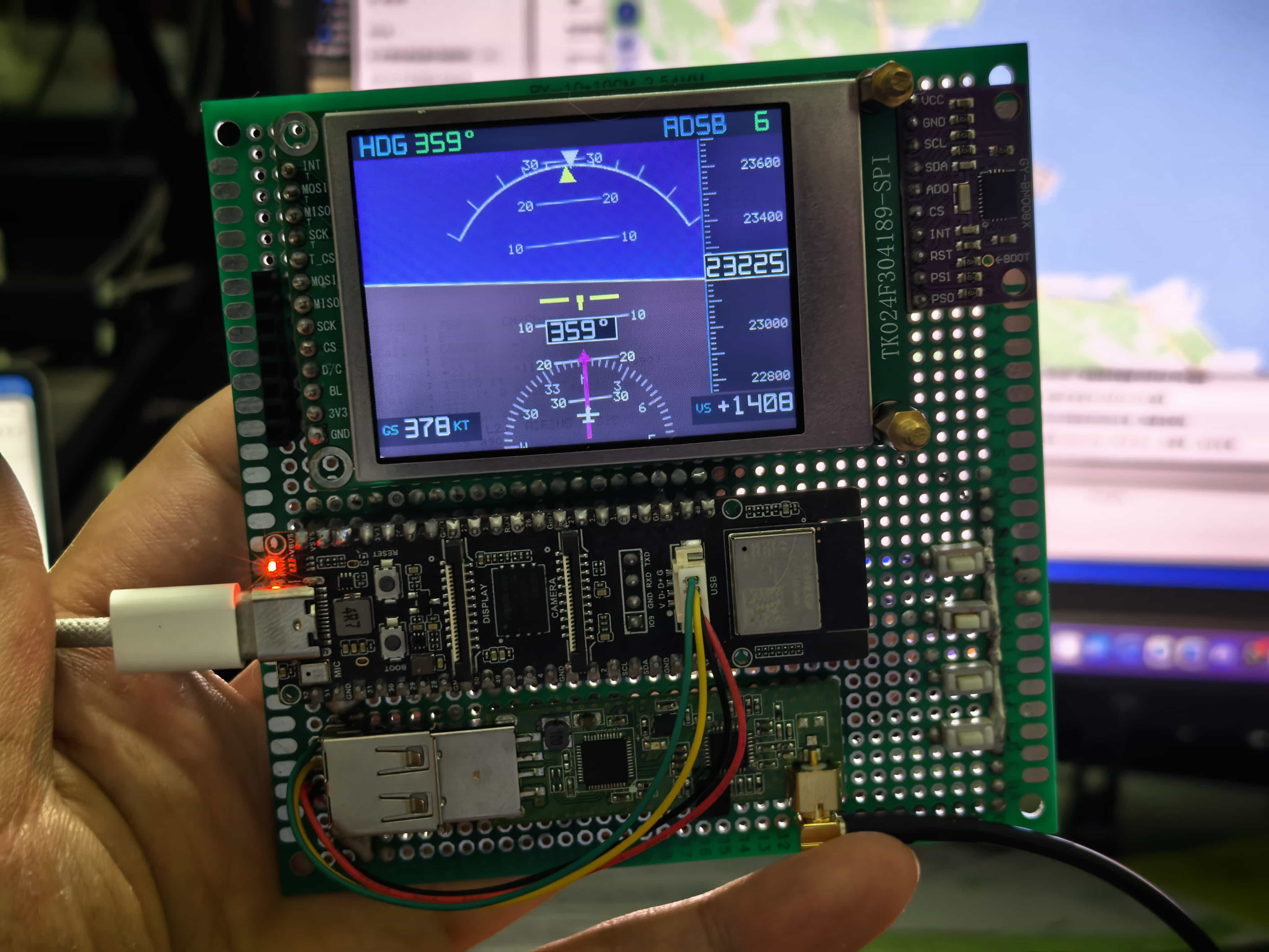 Pilot Kit Box hardware running a G1000-style primary flight display