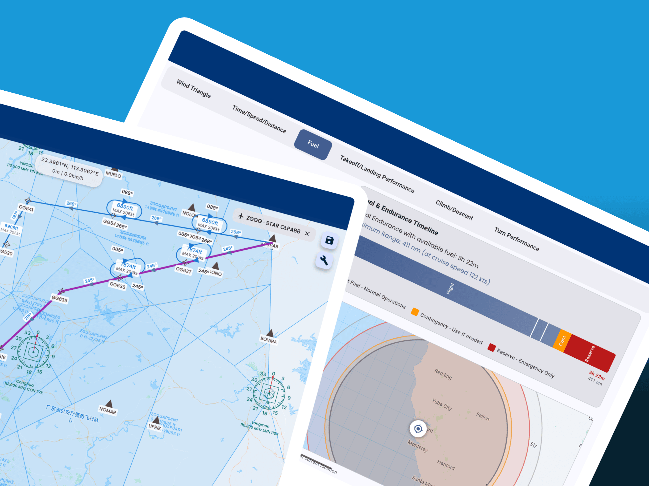 Pilot Kit Flight Planning interface showing route optimization and waypoint management